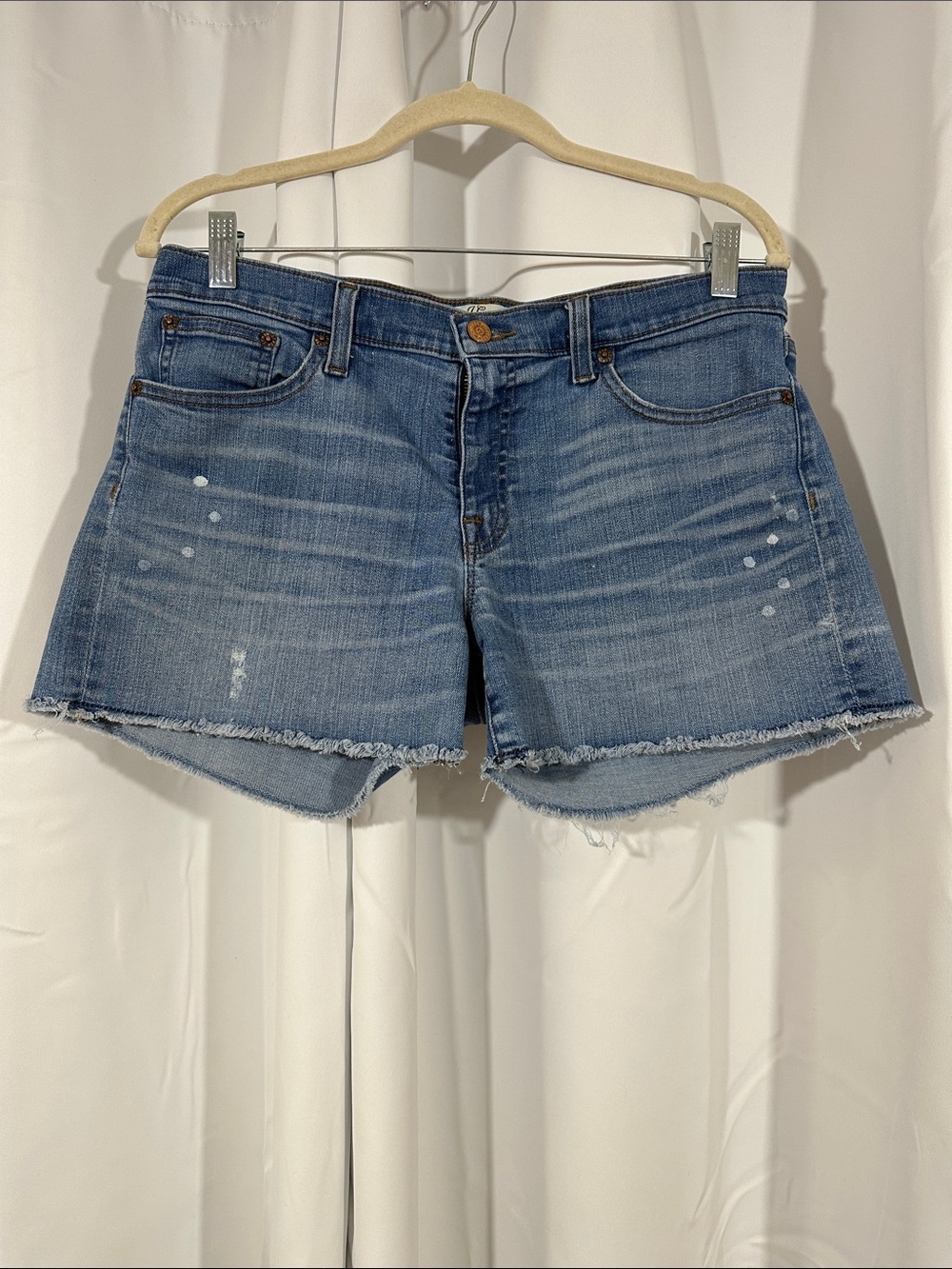 J.Crew Denim Shorts Size 29 Raw Hem Distressed Stretch Jean Shorts Light Wash
